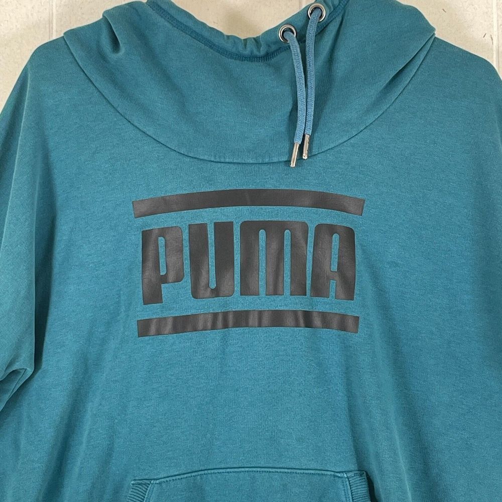 XL Puma Cowl Neck Pullover Hoodie Sweater Teal‎ Long Sleeve Woman's - Picture 2 of 12
